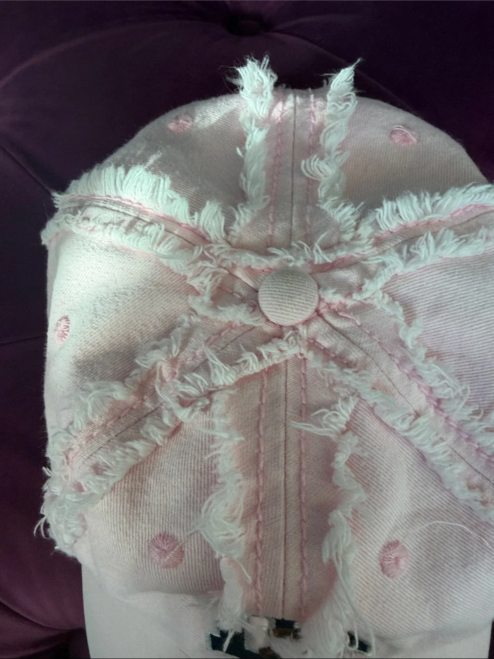 D&G Pink Distressed Logo Baseball Cap adjustable
